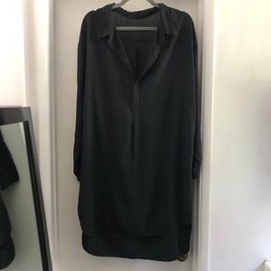 Cp shades black cotton high low tunic dress